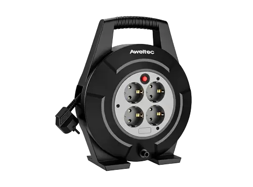 Aweltec Avvolgicavo a 4 prese 10m/15m, Avvolgicavo prolunga Schuko con protezione termica, Standard tedesco, H05VV-F 3G1.5, 3200W