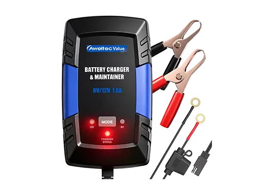 Aweltec Caricabatterie 6V/12V 800mA Manutentore Intelligente per Rasaerba Auto Moto